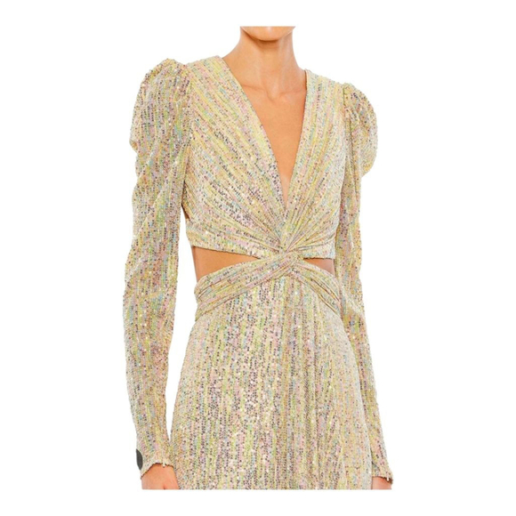 Mac Duggal Gown Size 6 Cream Multi-color - Picture 4 of 7